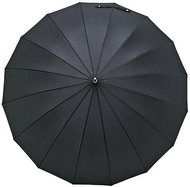KRAGO Umbrella stick with straight wooden handle 16 spokes black - Umbrella