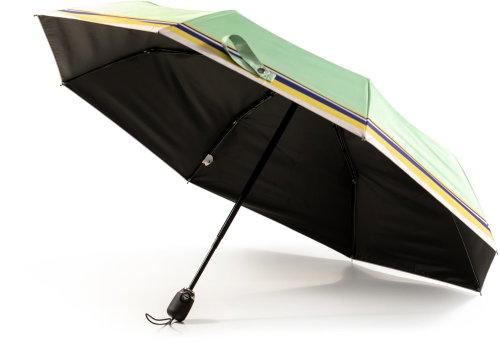 KRAGO Compact folding umbrella with green stripe - Umbrella - Main image