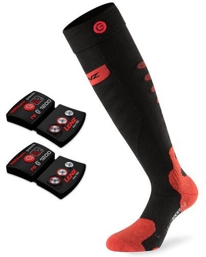 Lenz Set Heat Sock 5.0 Toe Cap Slim Fit + Lithium Pack rcB 1200, Black-Red,  size 39-41 EU - Heated Socks