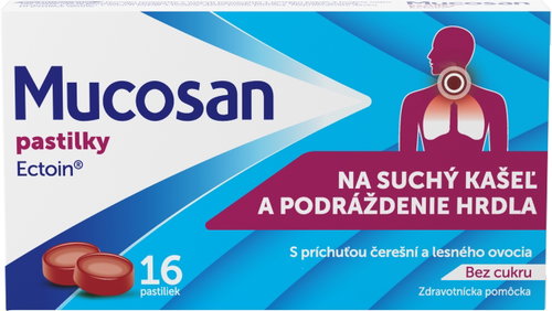 Mucosan pastilky 16 ks Hlavný obrázok Mucosan pastilky 16 ks - Zdravotnícky prostriedok - Hlavný obrázok