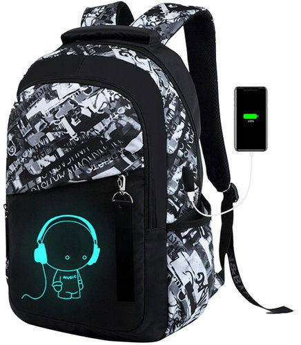 MG Glowing Graffiti backpack 35 l, black - Backpack - Main image