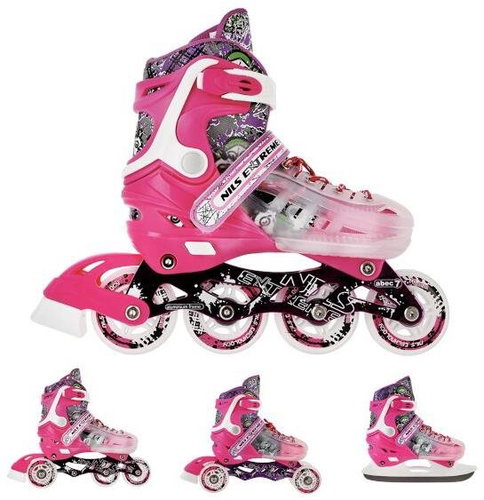 NILS EXTREME NH18122 PINK ROLLER SKATES NILS 4IN1 - Roller Skates - Main image
