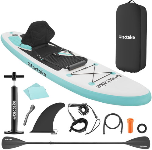 TecTake Zenon Paddleboard with accessories, 2 in 1 inflatable, blue and white - Paddleboard - Main image