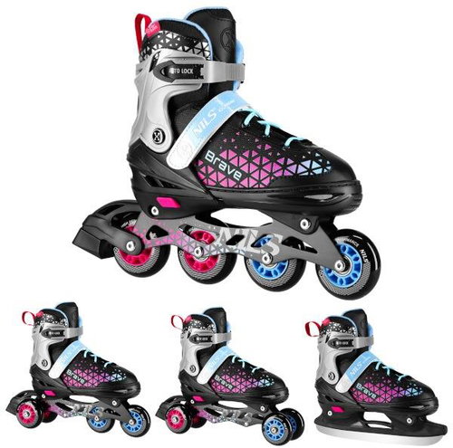 NILS EXTREME Roller skates 4in1 Brave NH18190A Pink size. M (34-38) - Roller Skates - Main image