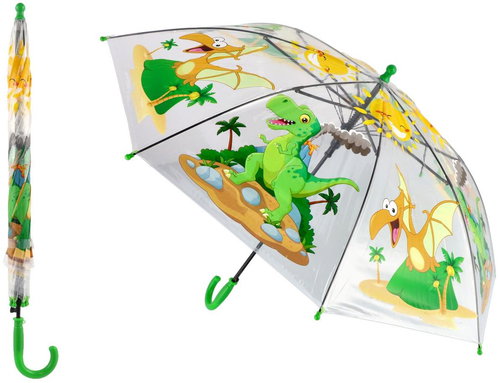 Teddies Transparent umbrella with colourful dinosaur motif - Children's Umbrella - Main image