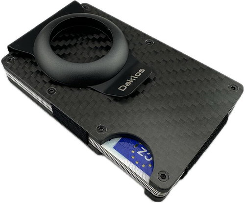 Daklos Carbon RFID Mini Wallet for AirTag Carbon with Clip - Black - Wallet - Main image