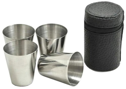 APT Travel set of glasses in case 4 pcs, 30 ml, stainless steel - Travel Kit - Main image