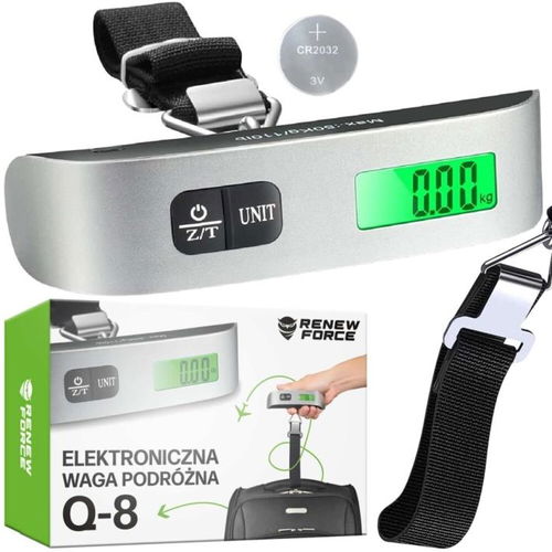 HurtDex Ruční elektronická cestovní váha s teploměrem - stříbrná - Váha na zavazadla - Hlavní obrázek