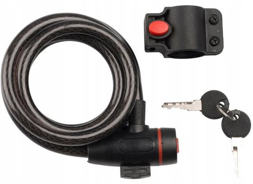 Hurtnet Security keyed bike lock with handle 100 cm, black - Bike Lock - Main image