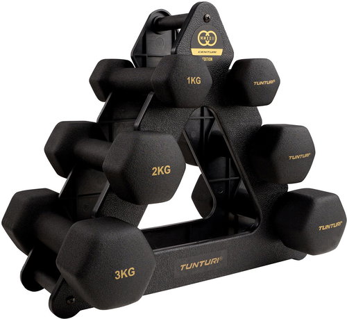 TUNTURI Centuri 3 Dumbbell set neoprene in stand, pairs - Dumbell Set - Main image