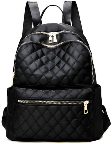 MDS Ladies elegant backpack quilted black - City Backpack - Main image