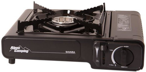 Alpen Camping Bavaria gas cooker, black - Camping Stove - Main image