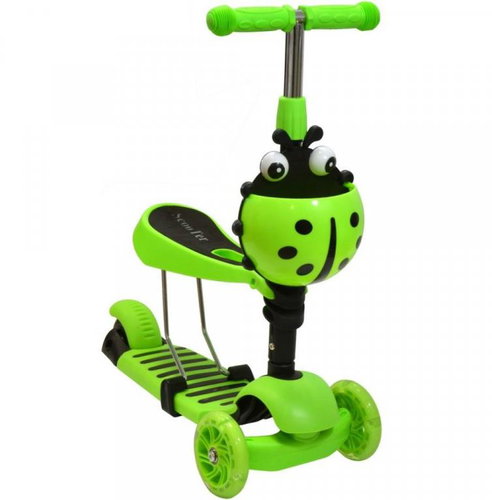 ALUM Dětská koloběžka 3v1 Beruška se svítícími LED koly, zelená - Children's Scooter - Main image
