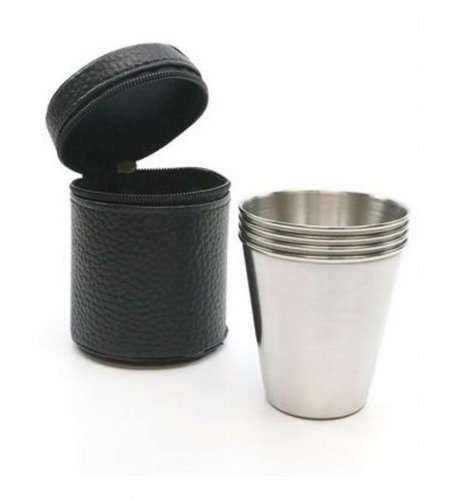 Alum Travel stainless steel shots in case 0,05 l 4 pieces - Travel Kit - Main image