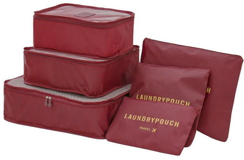 Verk 01500 Travel suitcase organizer set 6 pcs burgundy - Packing Cubes - Main image