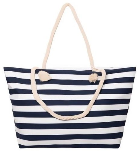 AFF Beach bag with stripes blue and white - Shoulder Bag - Main image