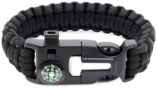 Verk 14372 Survival bracelet Paracord 5 in 1 black - Multitool  - Main image