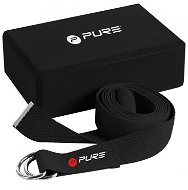 Súprava na cvičenie Pure2Improve Yoga set Kostka + Popruh černý - Sada na cvičení