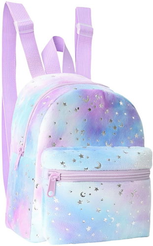 Excellent Suede Backpack Light/Ombré - Silver Stars - Small Backpack - Main image