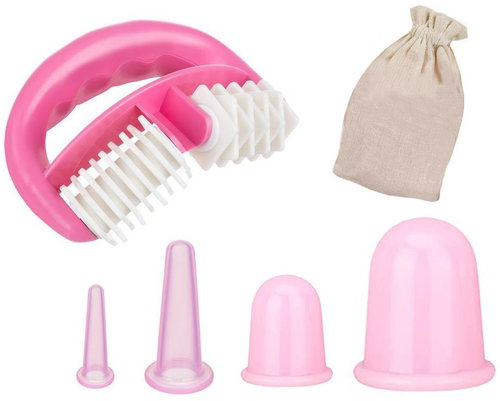 Verk 24387 Set of massage silicone bananas against cellulite 5 pcs pink - Massage Cups - Main image
