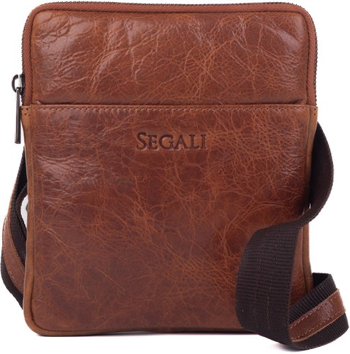 Segali Men's leather shoulder bag 9091, cognac - Shoulder Bag - Main image