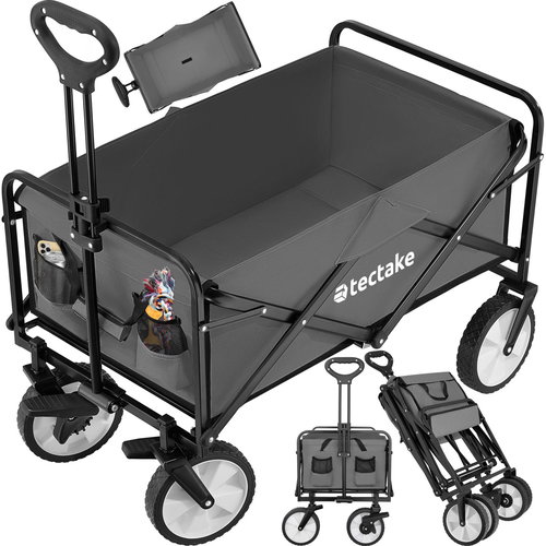 tectake Folding hand truck Leon with brakes, load capacity 80 kg grey - Collapsible Cart - Main image