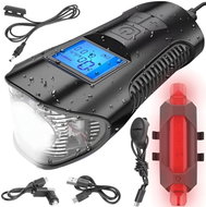 Trizand 23680 Waterproof LED bike light USB, speedometer, el. 150 db bell - Bike Light