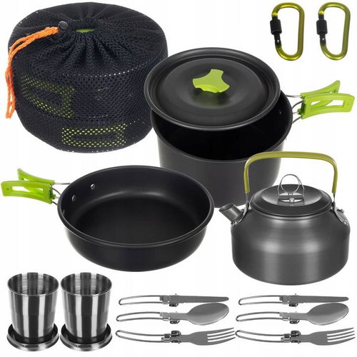 Pronett XJ5273 Camping cookware set for two 18 pieces - Camping Utensils - Main image
