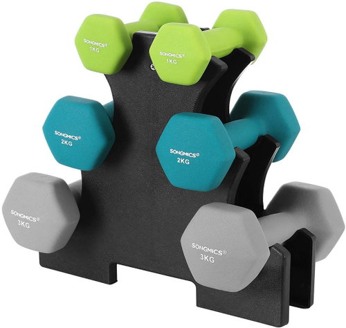 SONGMICS Set of short dumbbells with rack, hexagon - Dumbell Set - Main image