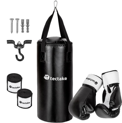 Tectake Boxing set with gloves and bag - black - Punching Bag - Main image