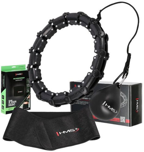 HMS Set černá masážní hula hoop se závažím HHW11 + zeštíhlující bederní pás HMS PLUS SIZE - Hula Hoop - Main image