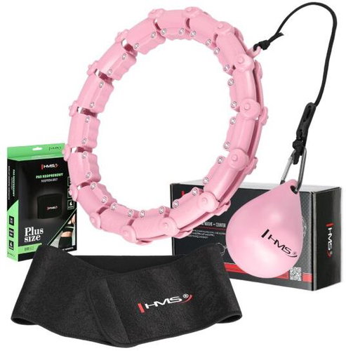 HMS Set růžová masážní hula hoop se závažím HHW11 + zeštíhlující bederní pás HMS PLUS SIZE - Hula Hoop - Main image
