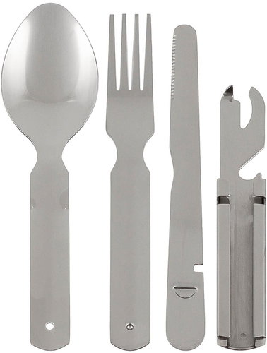 MFH Cutlery BW stainless steel four-piece folding set - Camping Utensils - Main image