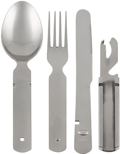 MFH Cutlery BW stainless steel four-piece folding set - Camping Utensils - Main image