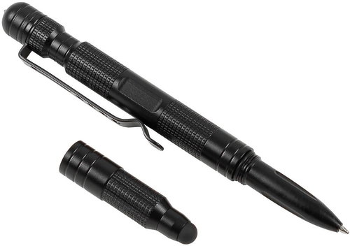 MFH Multifunction tactical pen with glass breaker and clip, black - Multitool  - Main image