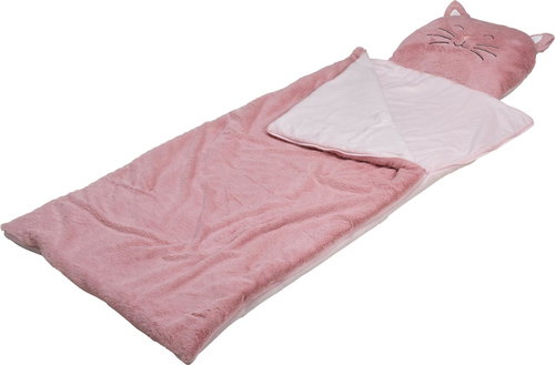 H&L Sleeping bag for children Cat 160 × 64 cm, pink - Sleeping Bag - Main image