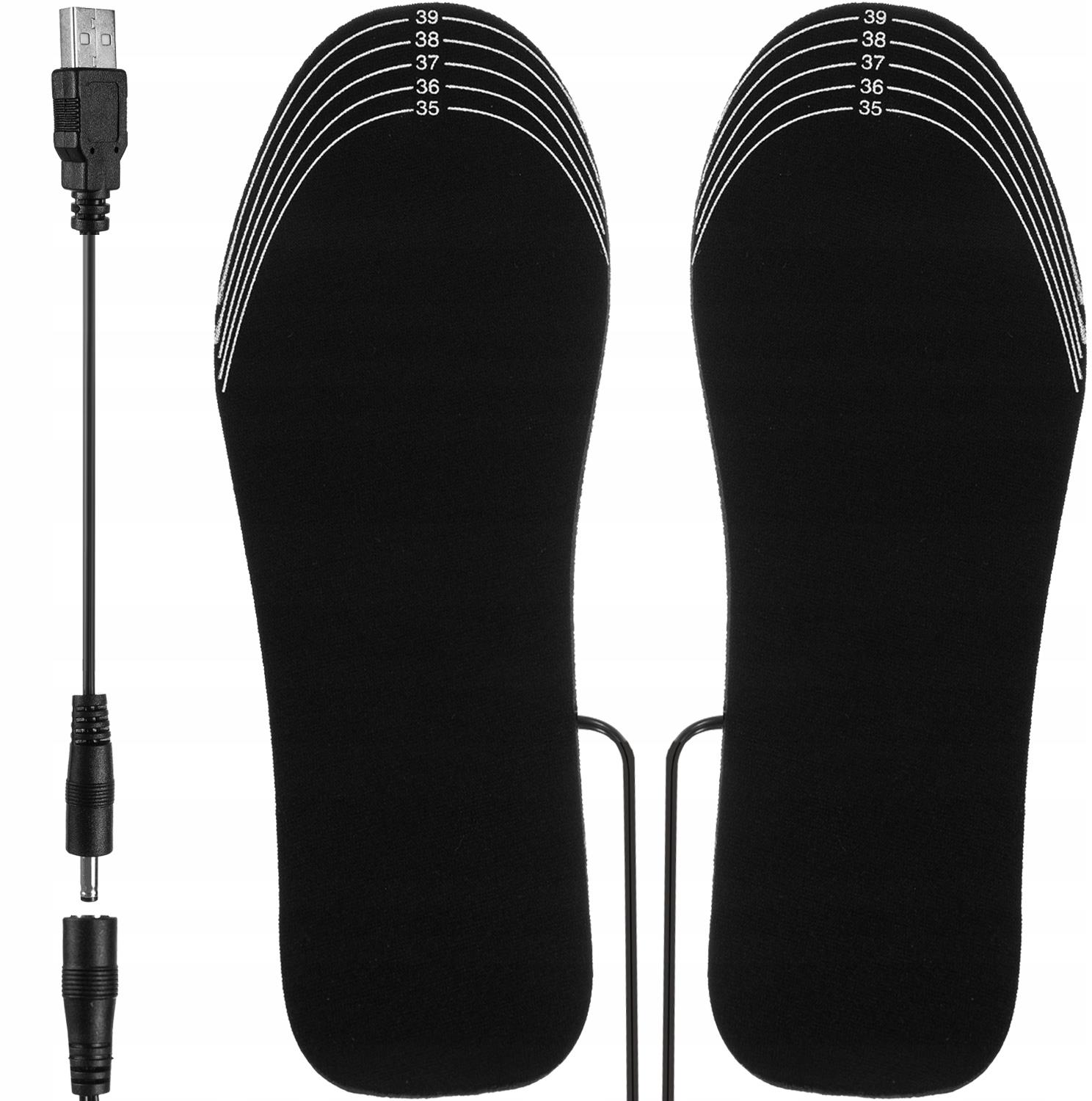 Trizand 19825 Elektromosan fűtött USB cipőbetétek, 41-46-os méret fekete