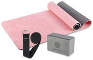 HMS Pink yoga set - yoga mat YM10, yoga block KJ02 and strap SJ01 - Yoga Mat