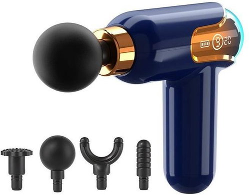 Verk 24455 Masážní pistole LCD s nástavci 30 W, modrá - Massage Gun - Main image