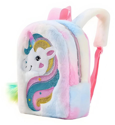 Excellent furry/plush, rainbow - Unicorn - Children's Backpack - Main image