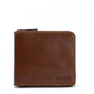 Valmio RFID leather wallet with zipper, brown - Wallet