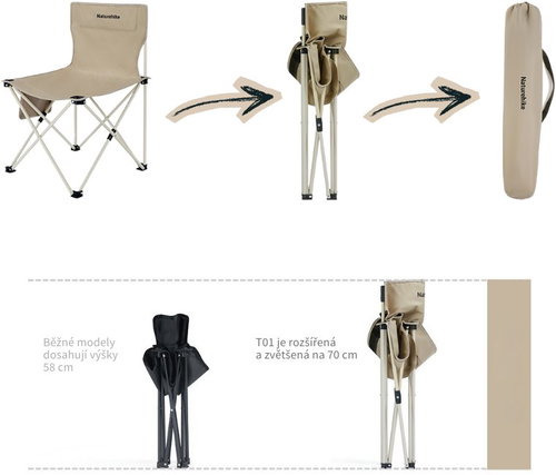 Naturehike Folding camping chair T01, black - Camping Chair - Main image