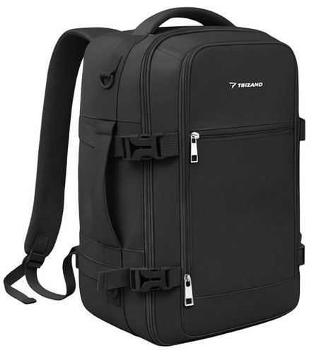 Trizand 27657 Travel airplane backpack 20 l, 40 × 25 × 20 cm, black - Backpack - Main image