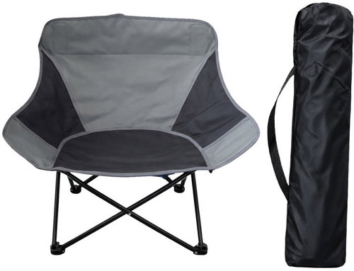 Verk 14647 Folding fishing, camping chair with pocket, grey - Fishing Chair - Main image