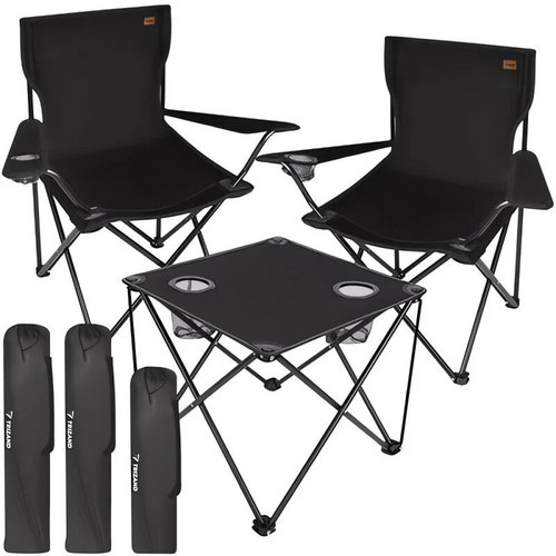 Trizand 25468 Fishing table and chairs, 3-piece set, black - Camping Armchair - Main image