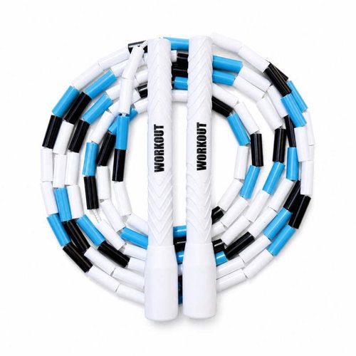 WORKOUT Beaded jump rope - adjustable - white / blue / black - Skipping Rope - Main image