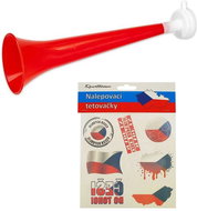 Sada trubka s nástavcem červená a tetování vlajky ČR - hokej - fanoušek - Cheering Tool