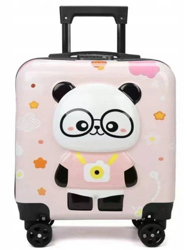 eCarla Dětský kufr na kolečkách - Panda růžová - Suitcase - Main image