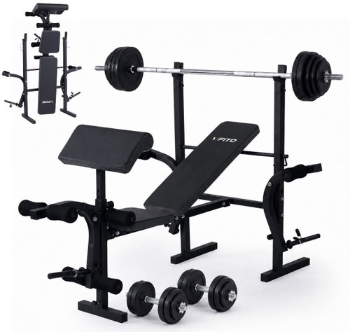 VIFITO Workout Set U150 + 50kg Dumbbell Set - Fitness Bench - Main image