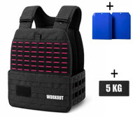 WORKOUT Zátěžová taktická plátová vesta 5 kg - černorůžová - Weighted Vest